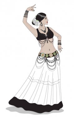 Beautiful girl engaged in tribal dance clipart