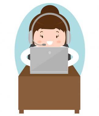 Çağrı Merkezi çalışanı. Vektör çizim.