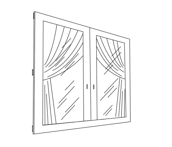 Silhouette Eines Fensters Auf Weißem Hintergrund — Stockvektor