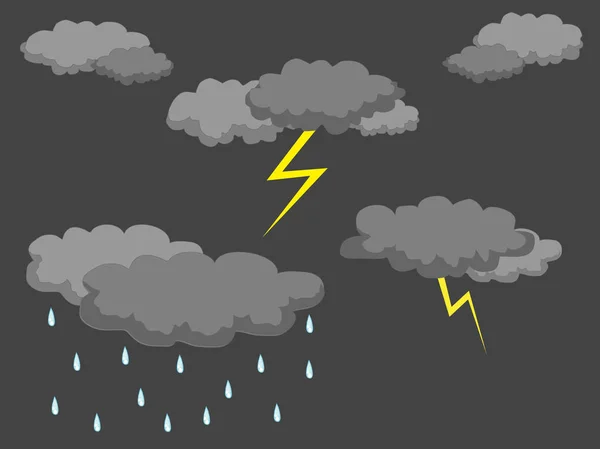 Thundercloud Villám Eső — Stock Vector