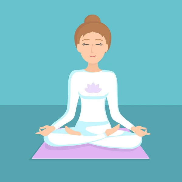 Beautiful Woman Practicing Meditation — Stock Vector