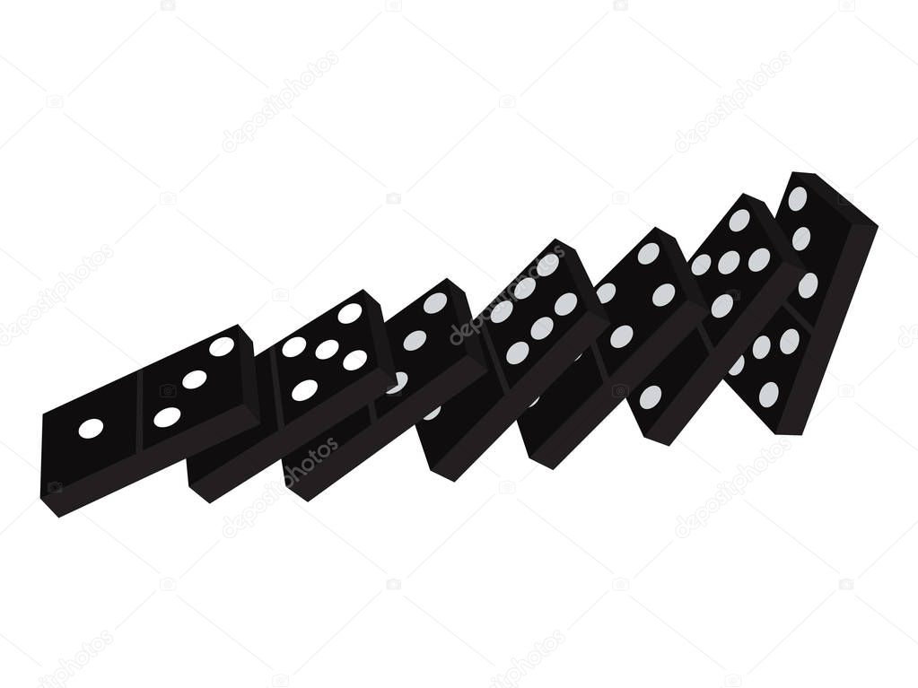 A row of dominoes on a white background