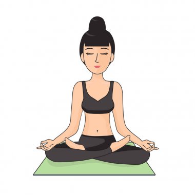 Bir kız bir lotus bir halıya oturur