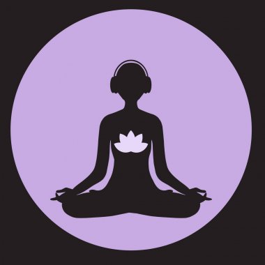 Kulaklıklar üzerinde meditasyon adam