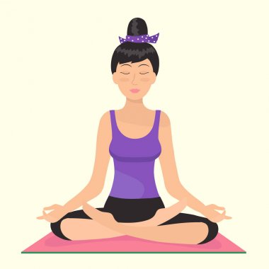 Kız evde yoga yapıyor.