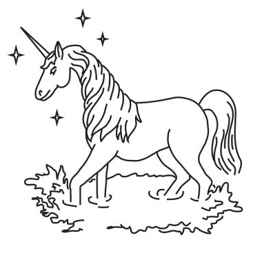 Tek boynuzlu at banyo göle kontur