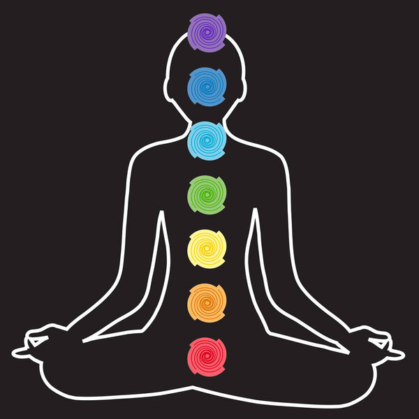 Silhouette of a person studying chakras