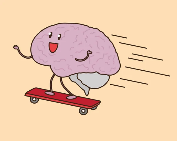 Skateboard Rapide Cerveau — Image vectorielle