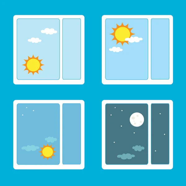 Ήλιος Και Ημέρες Στο Παράθυρο — Διανυσματικό Αρχείο