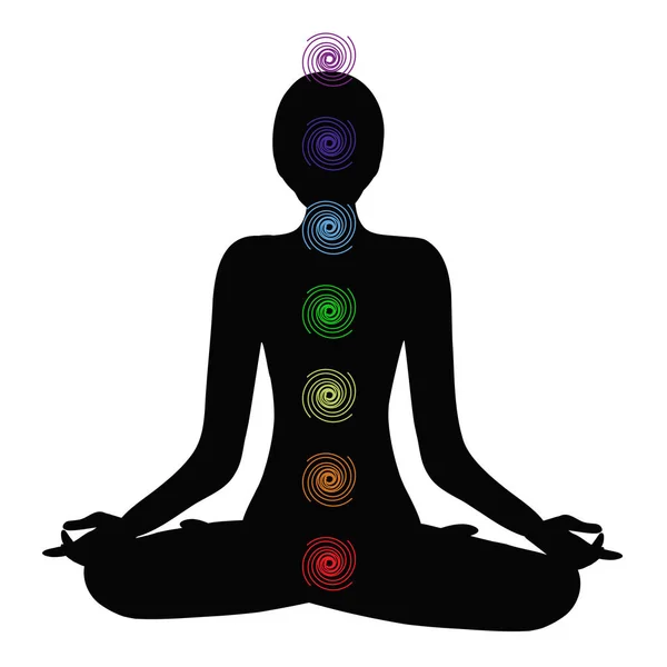 Different Chakras Black Background — Stock Vector