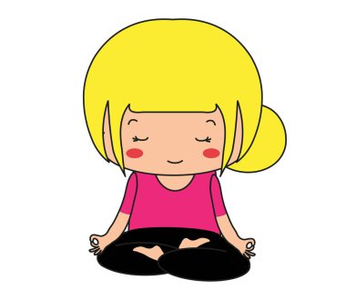 Sarışın kız beyaz arka planda yoga yapıyor. Görüntü.