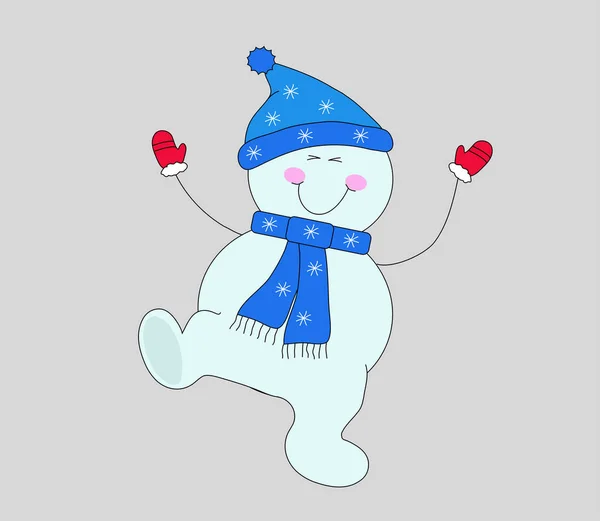 Lustiger Schneemann Auf Blauem Hintergrund Illustration — Stockfoto
