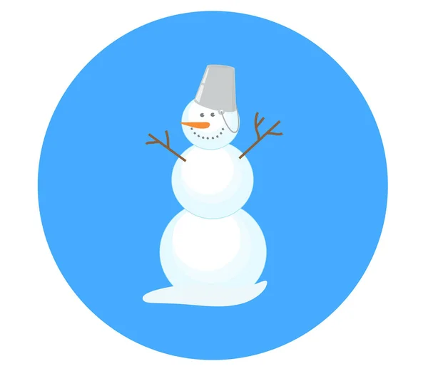 Bonhomme Neige Sur Fond Bleu Caricature Illustration Vectorielle — Image vectorielle