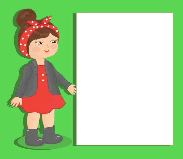 Kleines Mädchen Und Ein Leeres Blatt Papier Illustration — Stockfoto