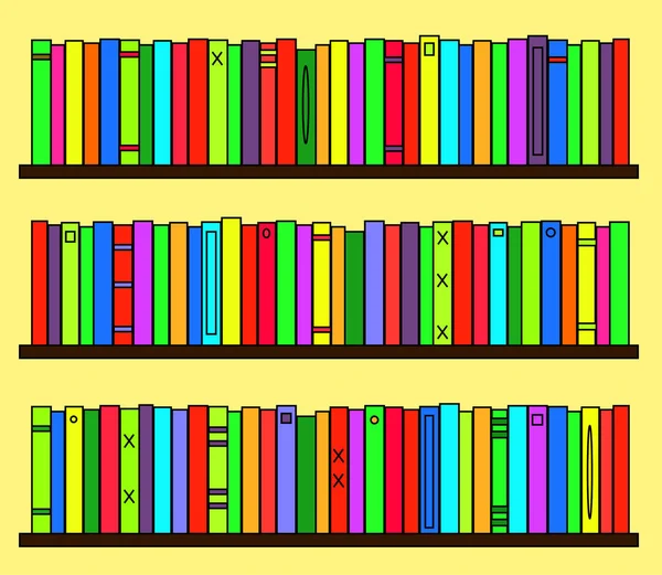 Kağıt Kitap Koleksiyonu Kitaplık Vektör Illüstrasyonu — Stok Vektör