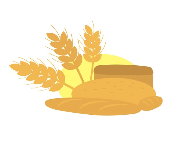 黄色の背景にパンと耳 ベクターイラスト — ストックベクタ