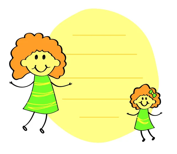 Mamá Hija Sosteniendo Cartel Dibujos Animados Ilustración Vectorial — Vector de stock
