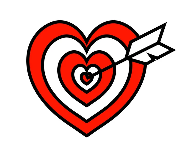 Στόχος Σχήμα Καρδιάς Και Βέλος Λευκό Φόντο Εικονογράφηση Διανύσματος — Διανυσματικό Αρχείο