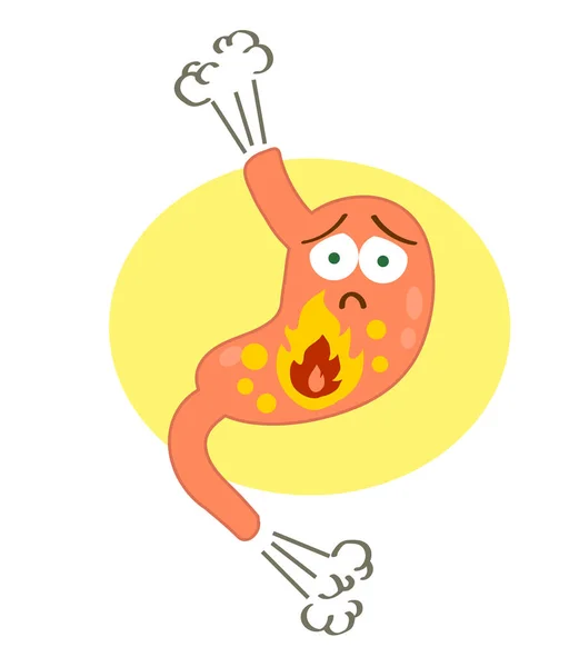 Stomach White Background Flatulence Cartoon Vector Illustration — ストックベクタ