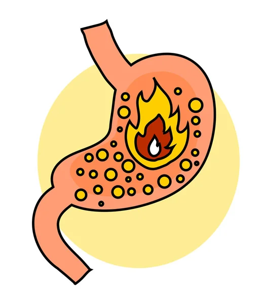 Stomach White Background Heartburn Object Vector Illustration — ストックベクタ