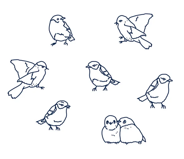 Birds White Background Collection Vector Illustration — 스톡 벡터