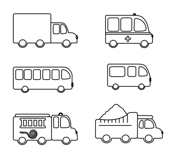 Trucks White Background Silhouette Collection Vector Illustration — Stock Vector