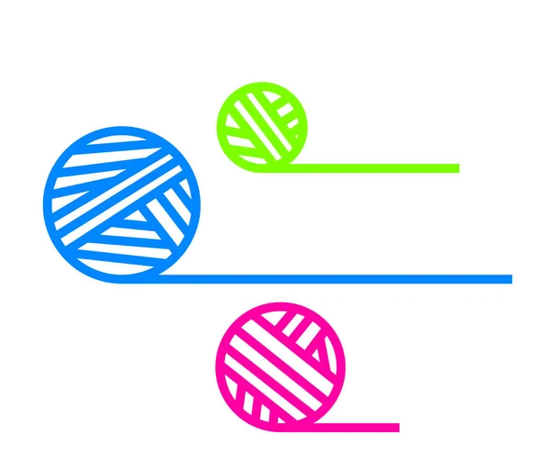 Tricotar Bolas Fios Fundo Branco Ilustração Vetorial — Vetor de Stock