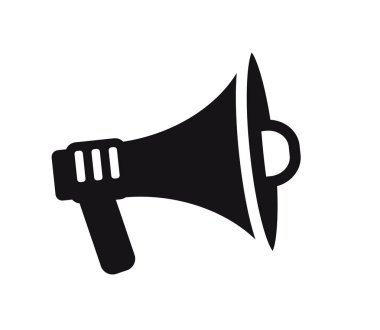 Beyaz arka planda megafon. Sembol. Vektör illüstrasyonu