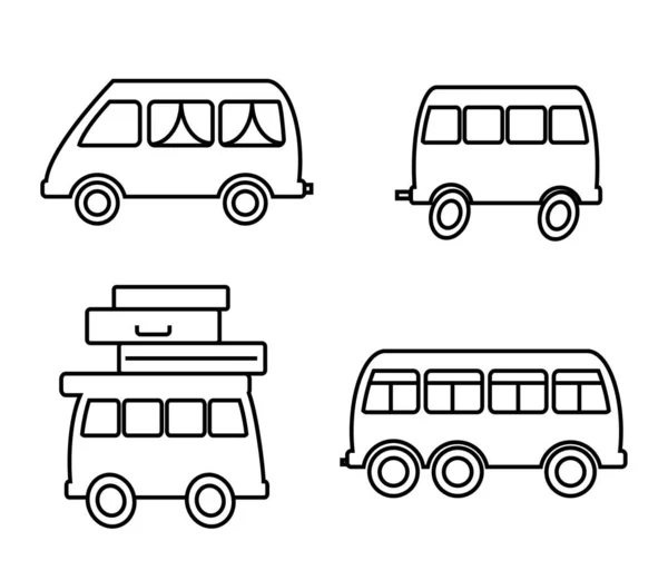 Bus White Background Collection Silhouette Vector Illustration — Stock Vector