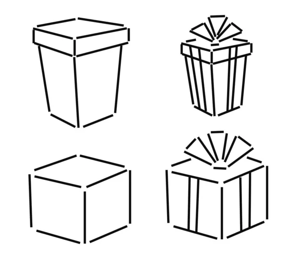 Geschenk Auf Weißem Hintergrund Skizze Der Geschenkverpackung Vektorillustration — Stockvektor
