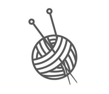 Beyaz bir arka planda örgü örüyorum. Bir ip yumağı. Sembol. Vektör illüstrasyonu.