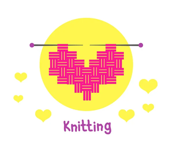 Knitting Shape Heart Symbol Vector Illustration — 스톡 벡터