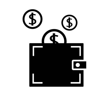 Beyaz bir geçmişi olan bir cüzdan. Sembol. Vektör illüstrasyonu.