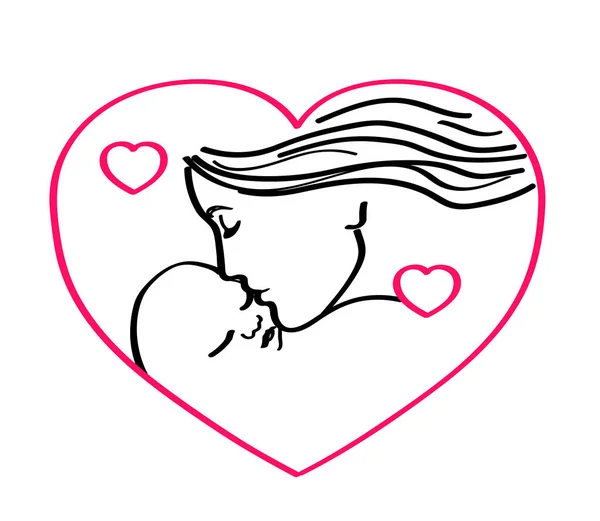 Mãe Beija Bebé Num Fundo Branco Ilustração Vetorial —  Vetores de Stock