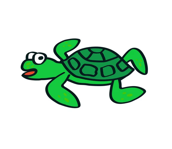 Petite Tortue Sur Fond Blanc Illustration Vectorielle — Image vectorielle