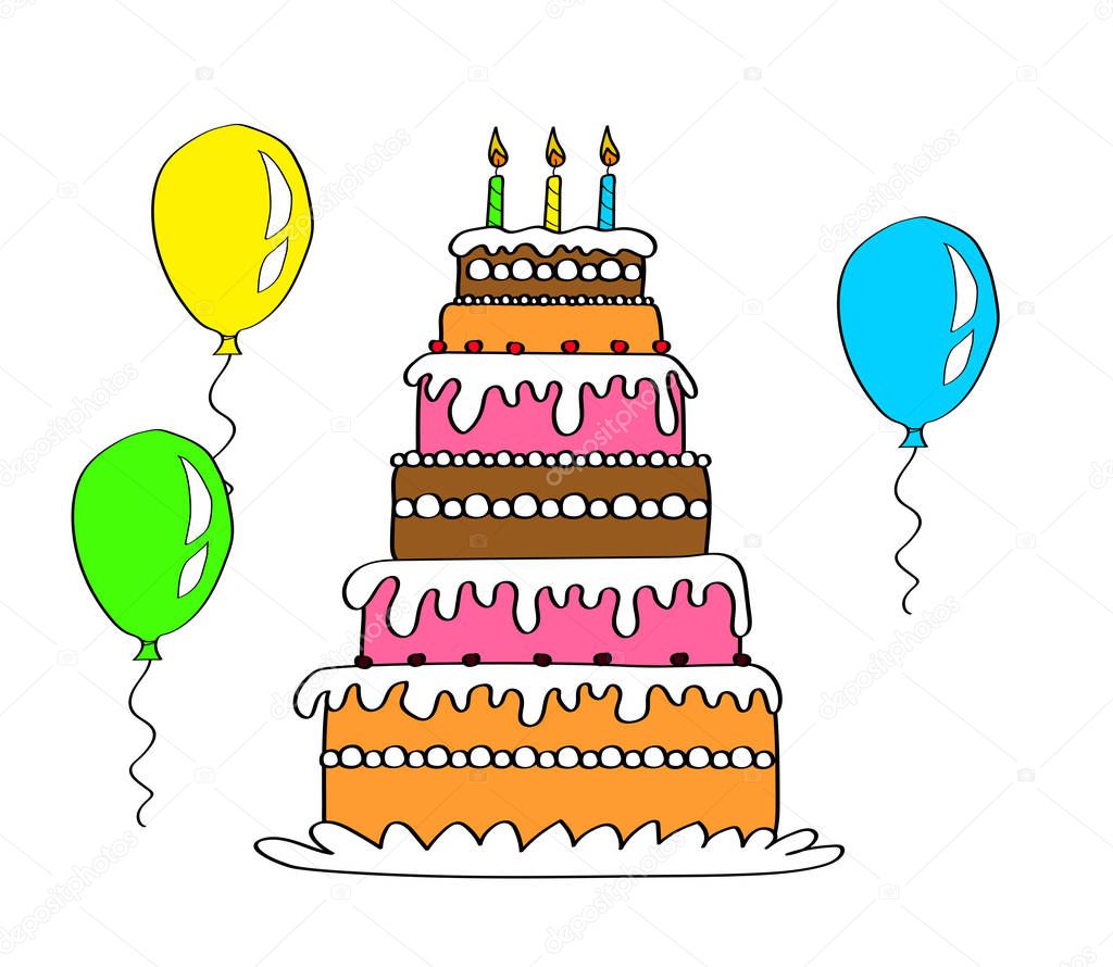 Vettoriale stockTorta Compleanno Palloncini Sfondo Bianco Illustrazione  Vettoriale di ©alina.ill.mail.ru #341861262, image size:1024x890