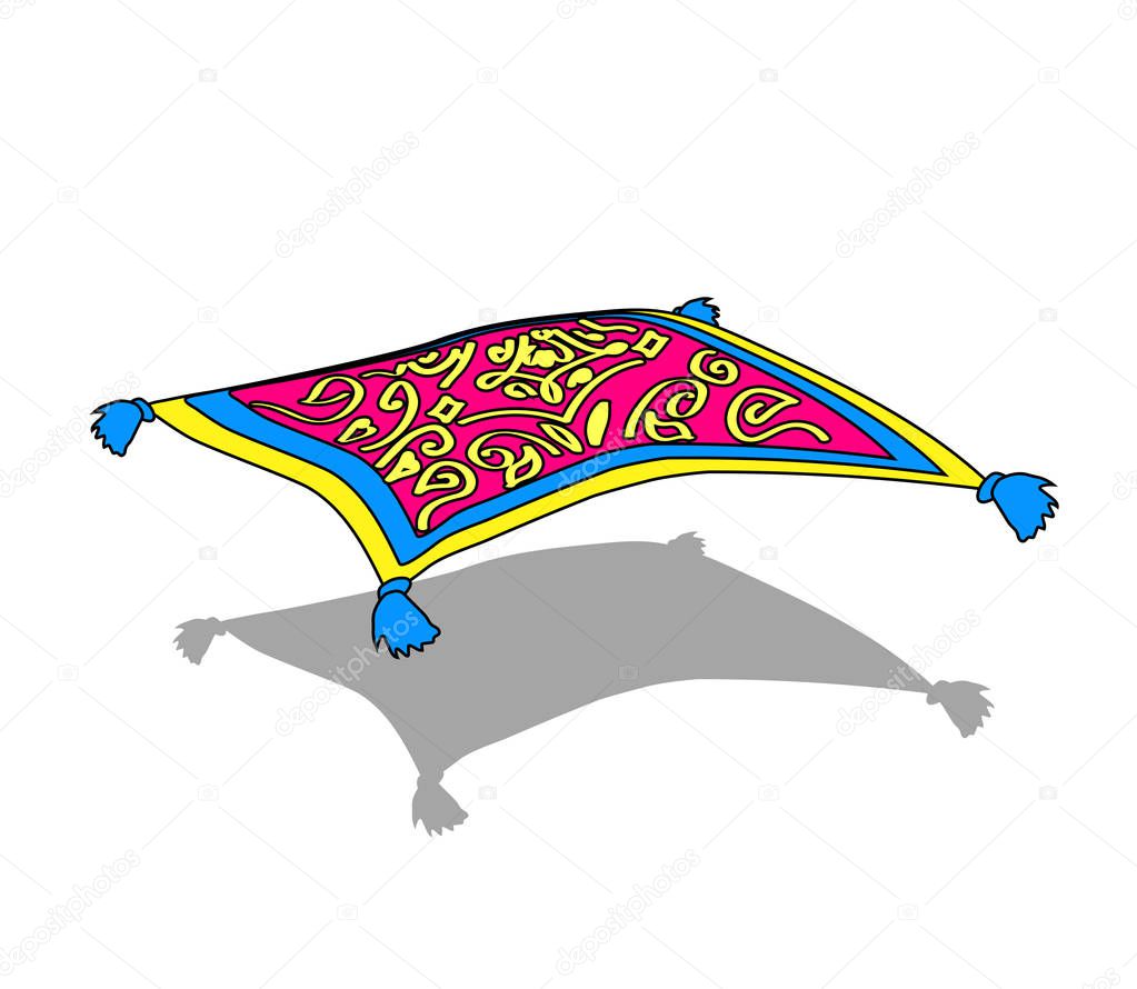 Magic carpet on a white background. An object. Vector illustration.