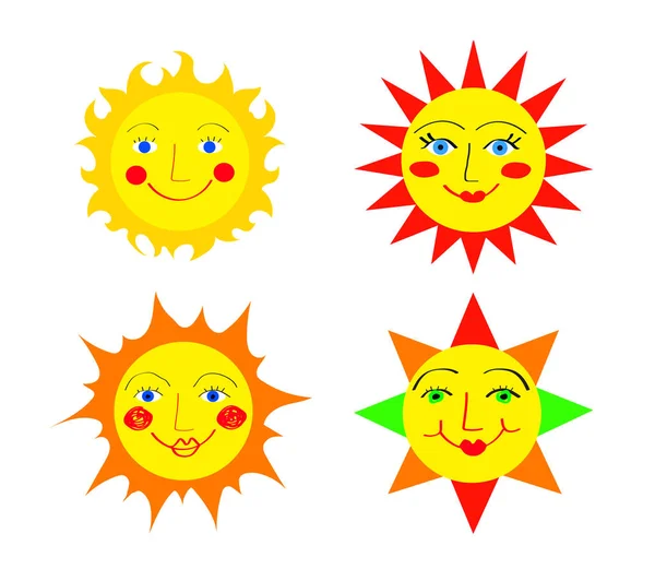 Merry Sun White Background Collection Vector Illustration — Stock Vector