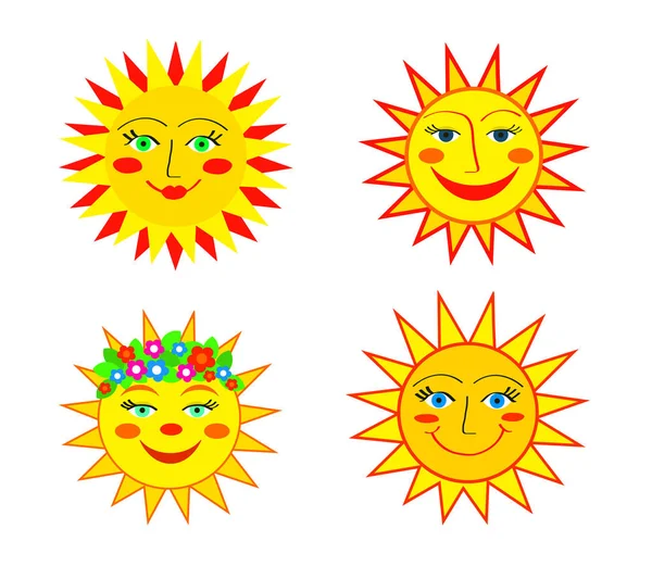 Sun White Background Collection Vector Illustration — Stock Vector