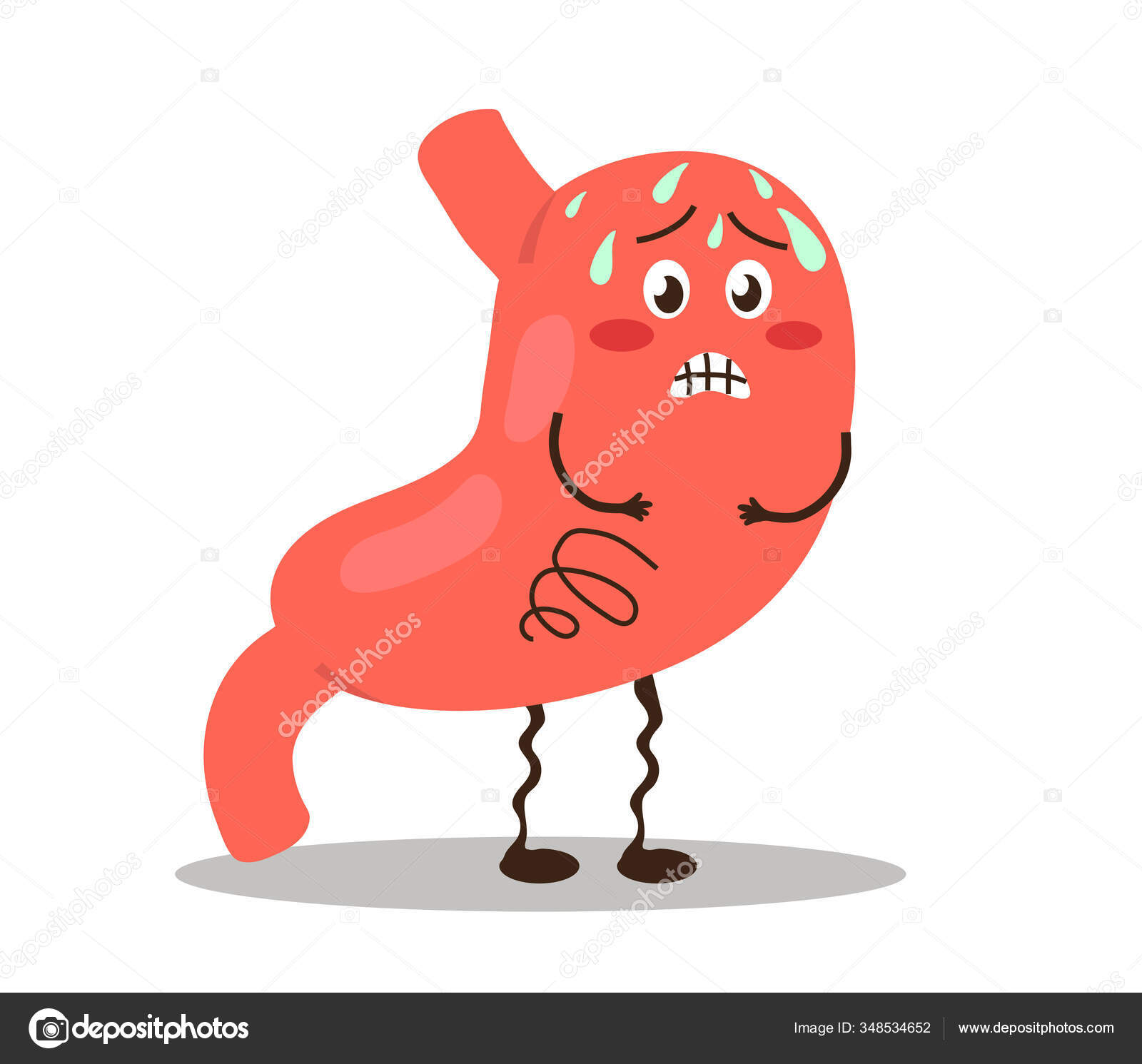 Estomac Sur Fond Blanc Trouble Digestif Caricature Illustration