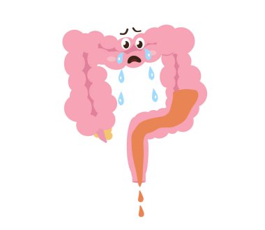 Beyaz arka planda bağırsaklar. İshal. Vektör illüstrasyonu.