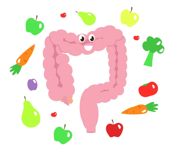 Intestin Dans Les Légumes Sur Fond Blanc Une Bonne Nutrition — Image vectorielle