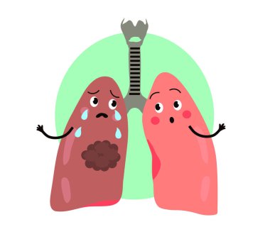 Mavi arka planda hasta insan ciğerleri. Sembol. Vektör illüstrasyonu.