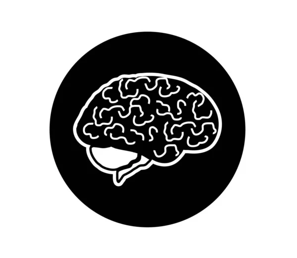 Мозок Людини Чорному Тлі Силует Приклад Вектора — стоковий вектор