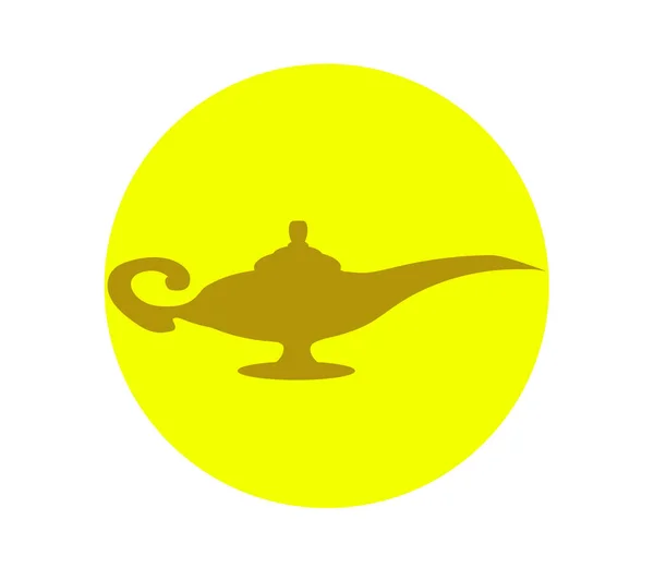 Lâmpada Mágica Sobre Fundo Amarelo Símbolo Desenhos Animados Ilustração Vetorial — Vetor de Stock