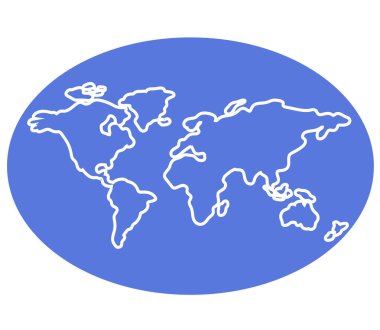 Beyaz arka planda Dünya gezegeni. Devre. Vektör illüstrasyonu.