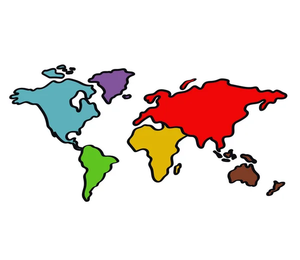 白い背景に地理的な世界地図 ベクターイラスト — ストックベクタ