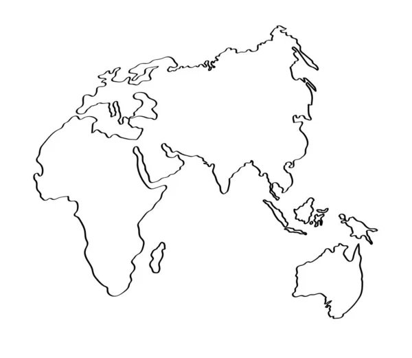 白色背景的世界地图 线性轮廓 矢量说明 — 图库矢量图片