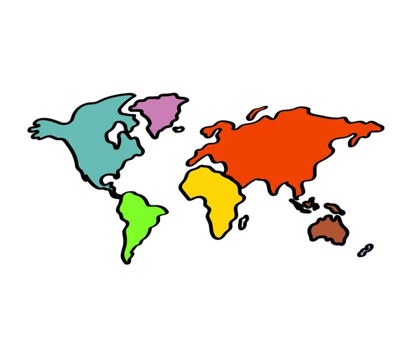 Zeměpisná Mapa Světa Karikatura Vektorová Ilustrace — Stockový vektor