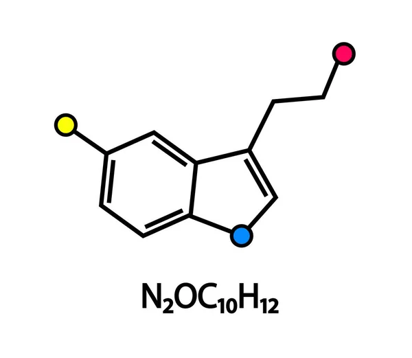 Formula Serotonina Sfondo Bianco Ormone Della Felicità Della Gioia Illustrazione — Vettoriale Stock